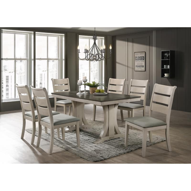 Talon 7-piece Dining Table and Chair - Table and 6 Chairs - Antique Grey