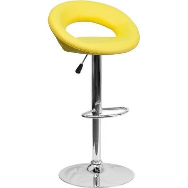Estella Yellow Vinyl Rounded Back Adj. Bar/Counter Height Stool w/Chrome Base for Home/Dining/Kitchen
