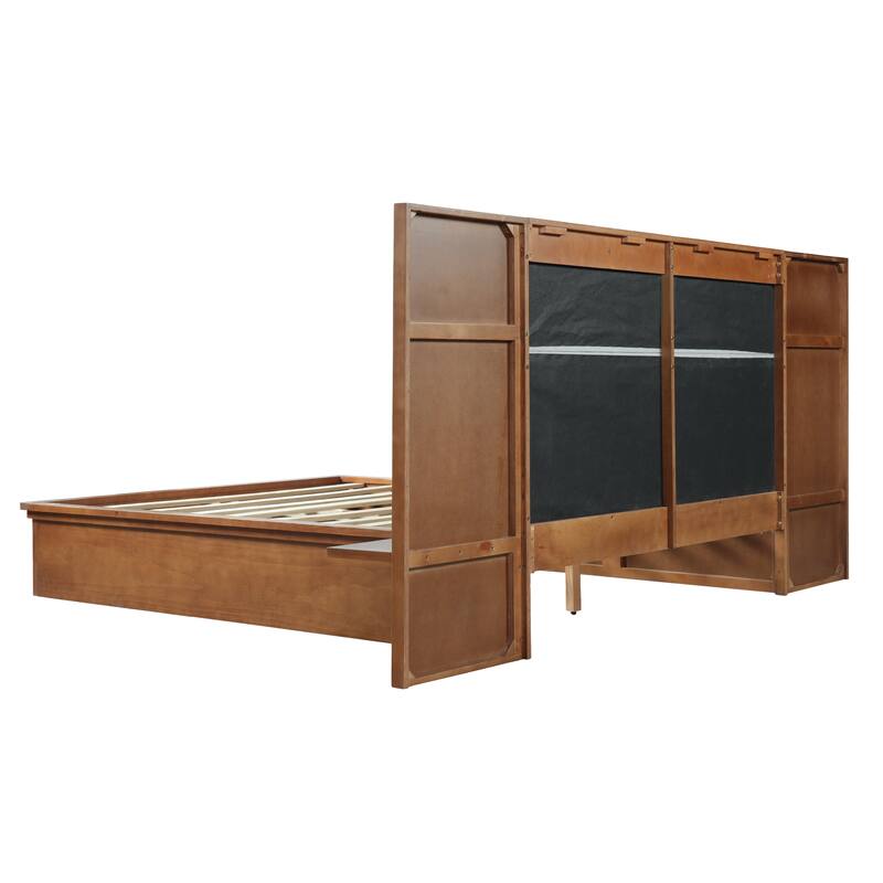 Christopher Knight Home - Avery Platform Bed Frame with Upholstered Headboard & Built-In Side Shelves, No Box Spring Needed