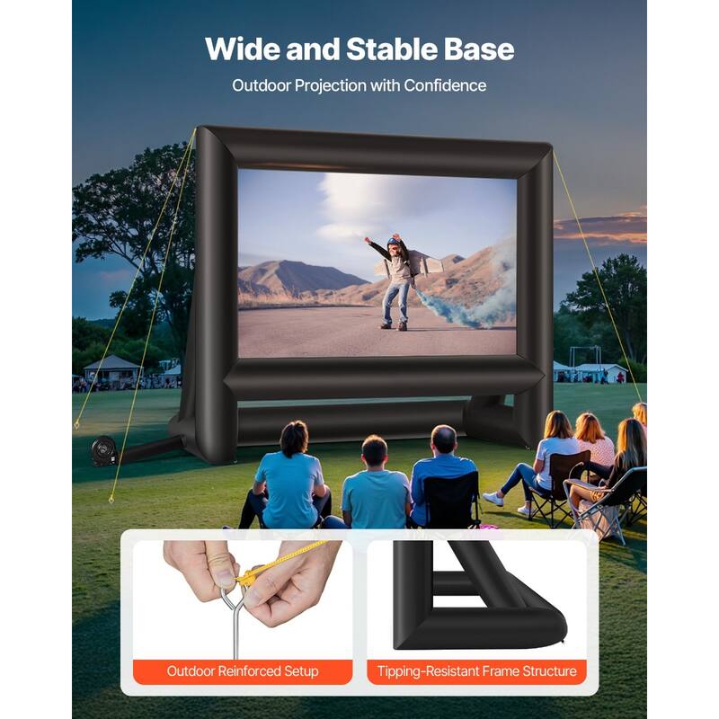 Inflatable Movie Screen, Inflatable Projector Screen with Portable Storage Bag, 16:9 Easy Set Up Movie Projection for