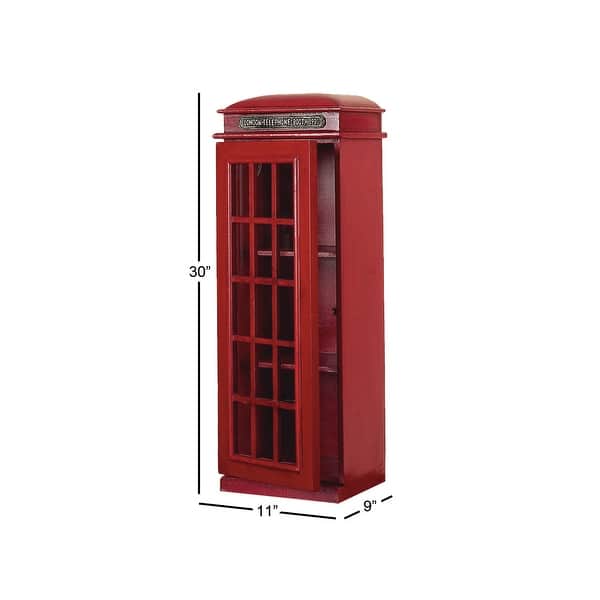 Red Wooden Vintage London Booth 2 Shelf Telephone Storage Unit