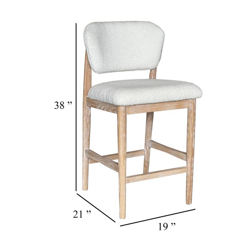 Fela Counter Stool Chair, Ivory White and Back, Natural Brown Wood