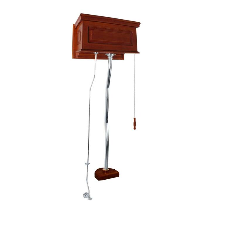 High Tank Toilet Conversion Kit - Light Mahogany Raised Tank and Chrome Z pipes Renovators Supply