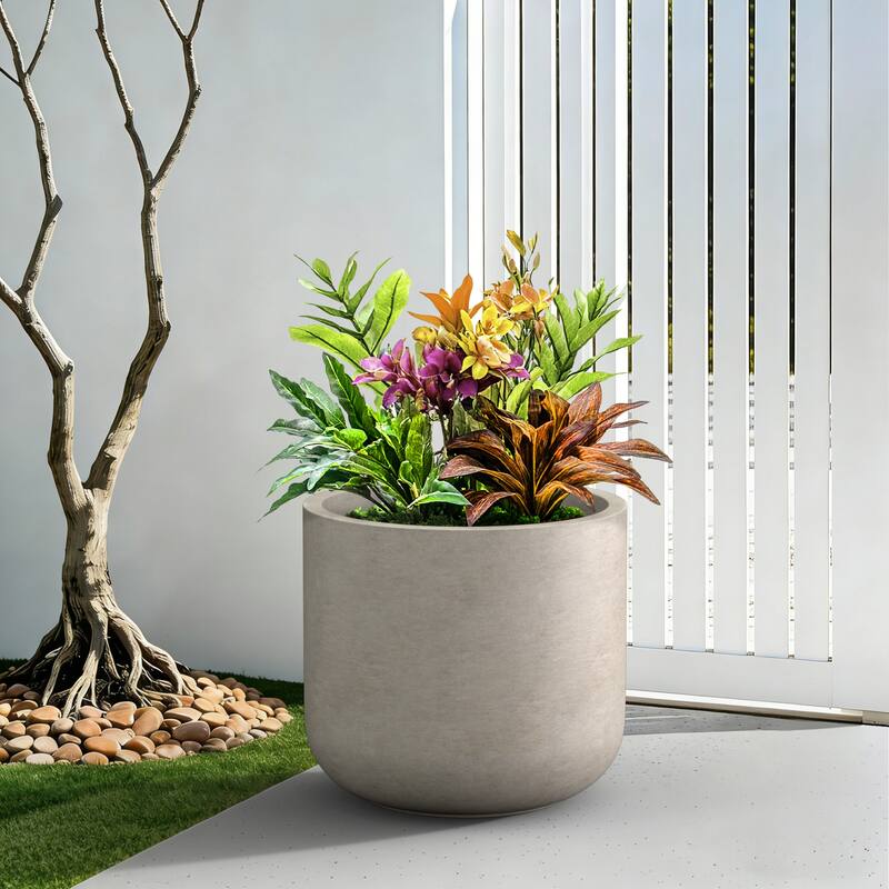 Concrete Round Planter / Pot with Drainage Hole for Indoor & Outdoor