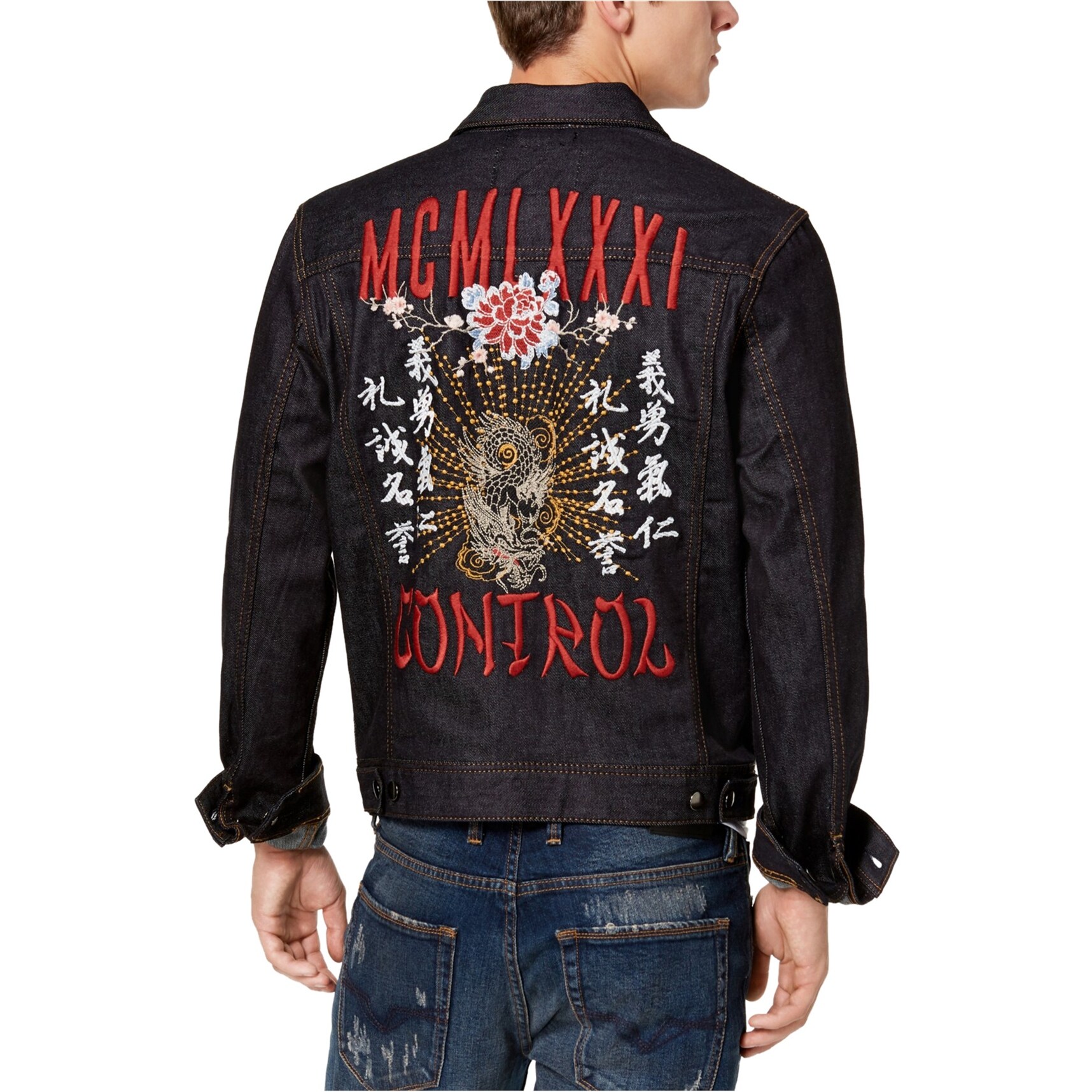 guess embroidered denim jacket