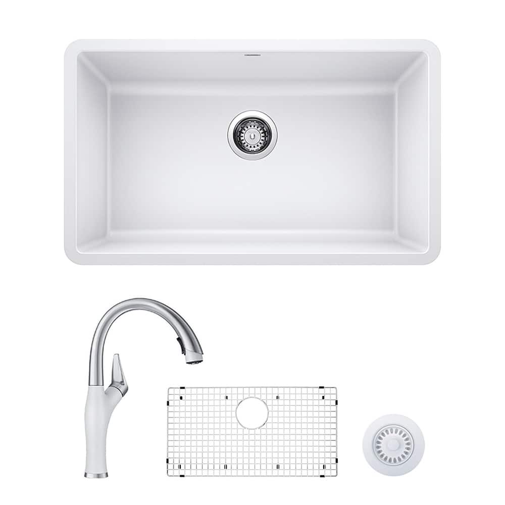 Blanco Precis/Artona Undermount Kitchen Sink and Faucet Set and Strainer