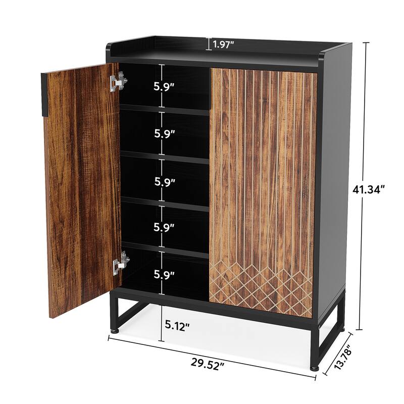 Shoe Cabinets with Doors, 5-Tier Wood Shoe Rack Organizer for 25 Pairs