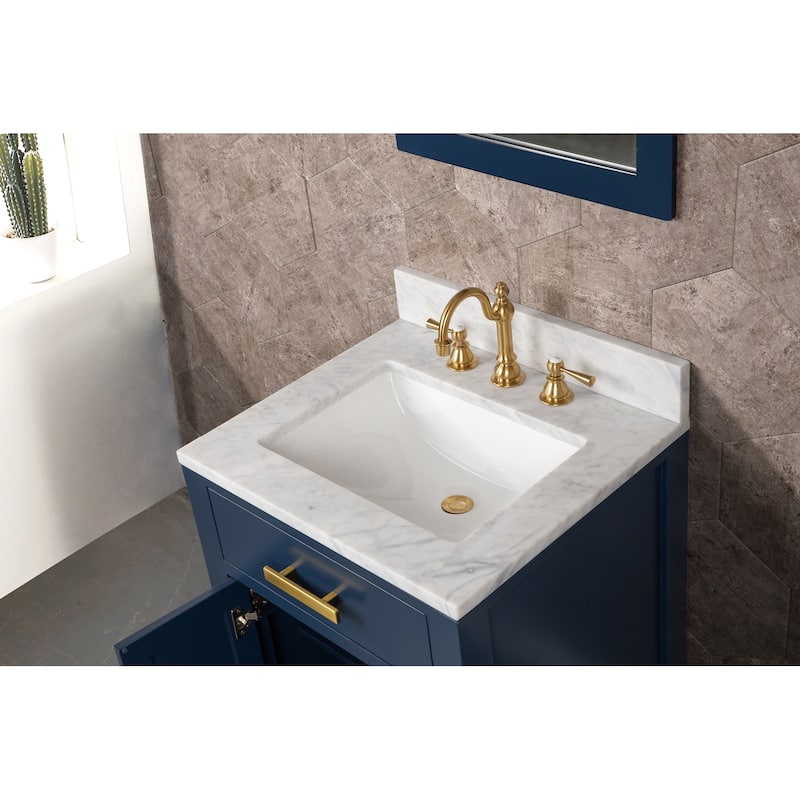 Madison 24-inch Monarch Blue Single Sink Carrara White Marble Vanity
