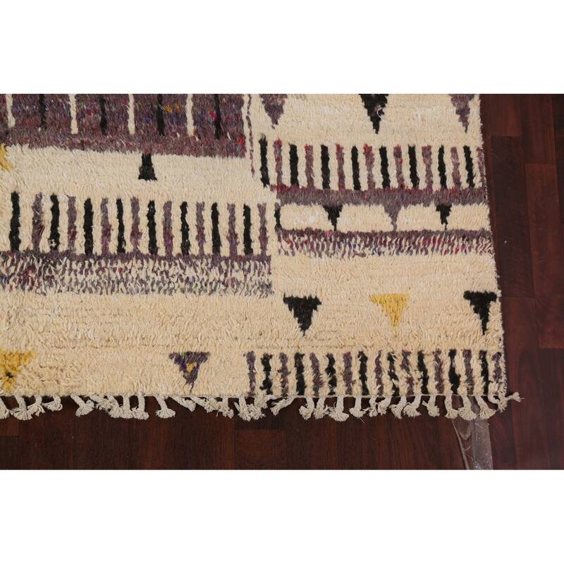 Geometric Tribal Moroccan Wool Area Rug Hand-knotted Oriental Carpet - 8'0" x 10'6"