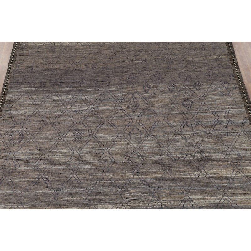 All-Over Trellis Moroccan Abstract Area Rug Hand-Knotted Wool Carpet - 9'1"x 13'4"