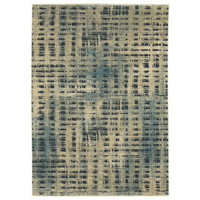 Style Haven Raphael Abstract Etchings Beige/ Blue Mixed Pile Area Rug