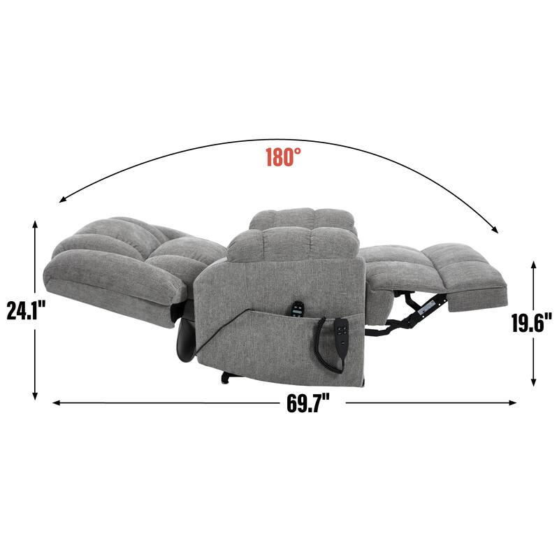 Dual Motor Heat Massage Infinite Position Up to 350 LBS Electric Power Lift Recliners with Power-Remote, Medium-firm