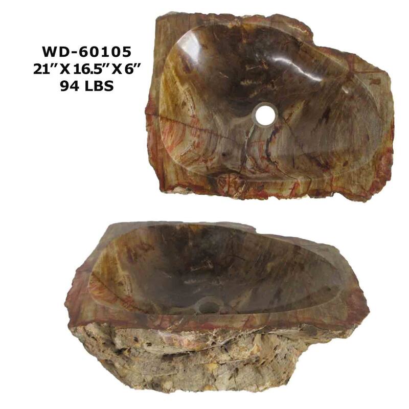 Wood Unique Handcrafted Petrified Wood Natural Stone Bathroom Vessel Sink - WD60105