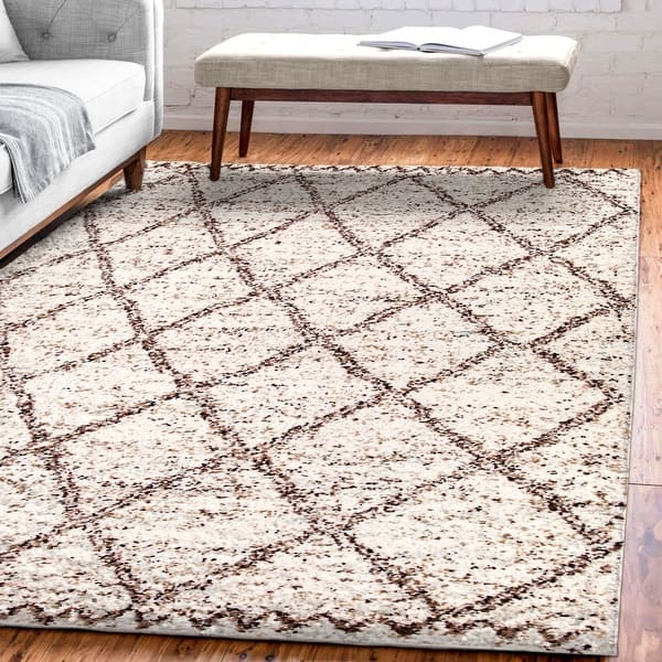 Orian Rugs Cotton Tail Desert Trellis White Stain Resistant Area Rug