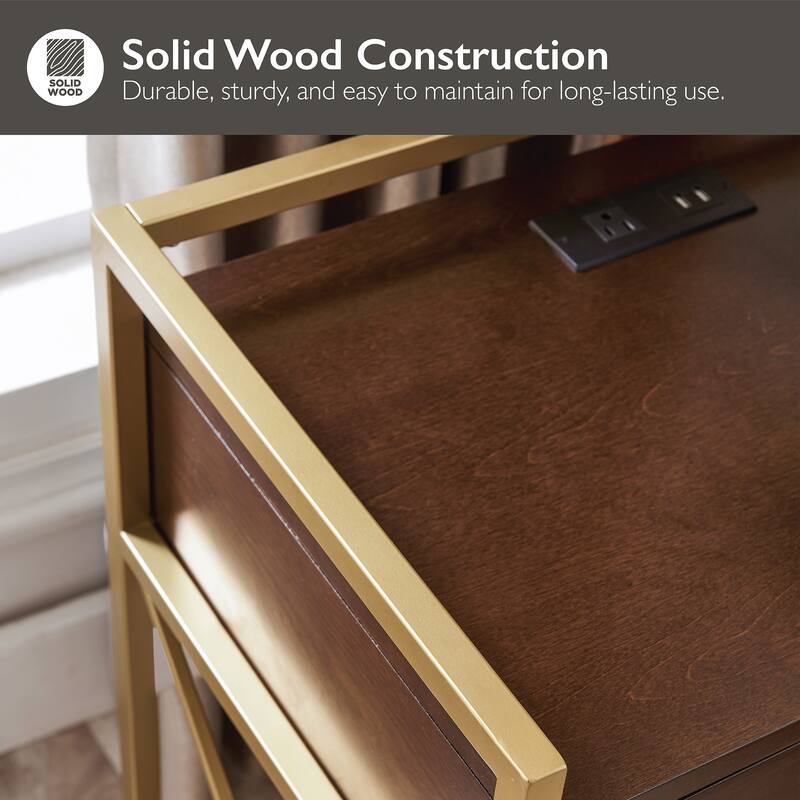 Contemporary Charging One Drawer Nightstand Side Table