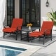 preview thumbnail 49 of 51, Outdoor Cushioned Chaise Lounge Adjustable Patio Reclining Lounge Chair, Recliner Lounge Chair & Bistro Table Set