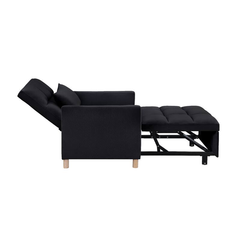 3-in-1 Convertible Sleeper Sofa Lounge Chair Bed, Black