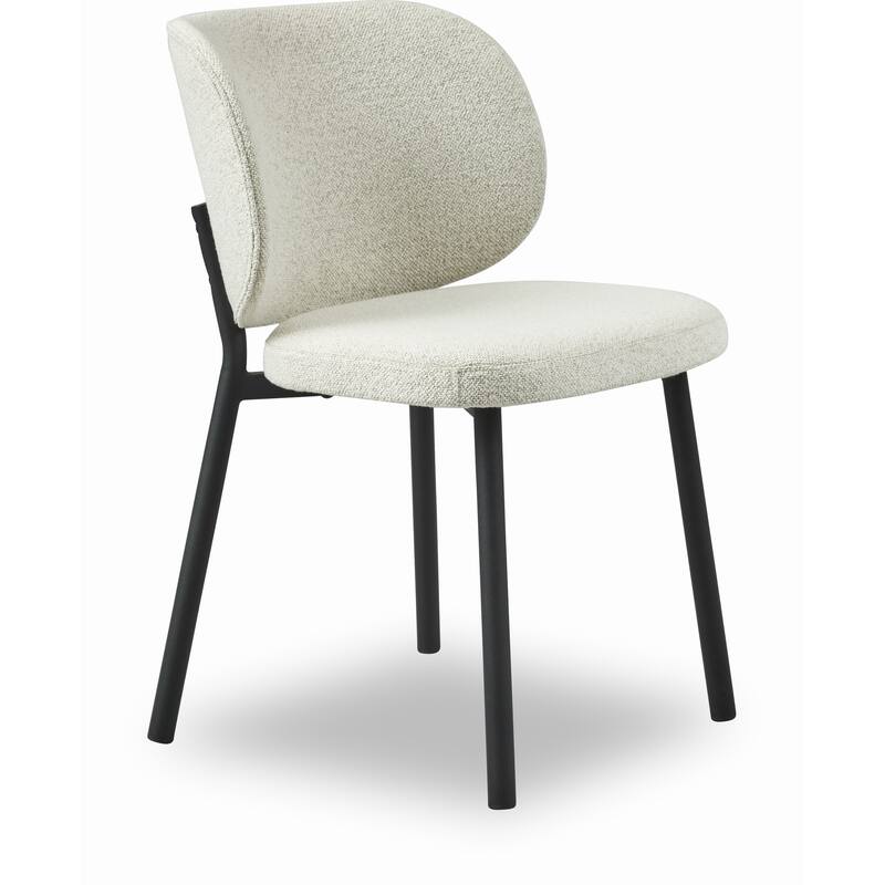 Rye Studio Boucle Chairs with Black Steel Legs, Set of 2 - Off-White - Dining Height