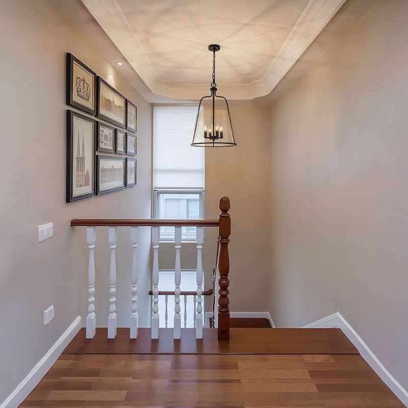 Modern Farmhouse Chandelier 4-Light Clear Glass Lantern Pendant - 16.22