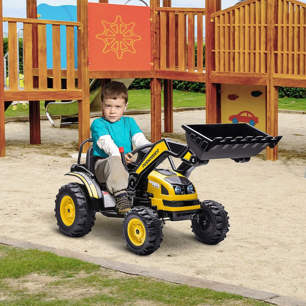 6V Kids Ride on Excavator, Bulldozer, Electric Construction Vehicle, Battery Powered Truck with Adjustable Bucket