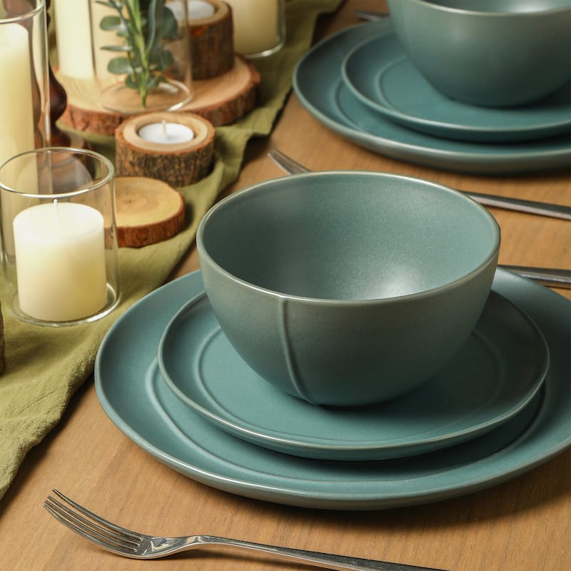 Stone Lain Infinity Stoneware Dinnerware Set - Green - 24 Piece