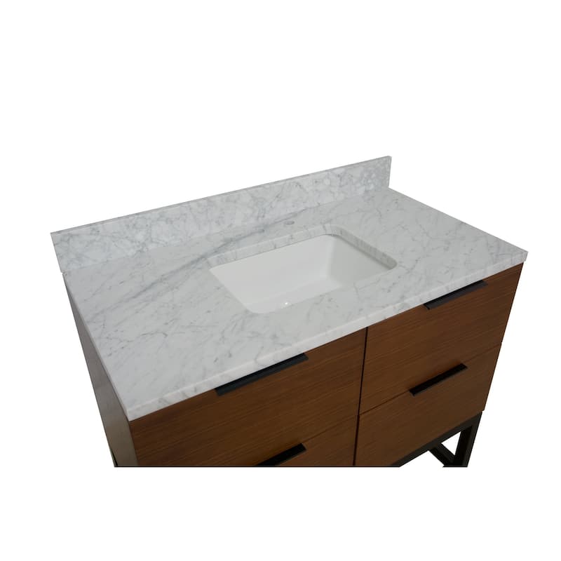 KitchenBathCollection Mia 42" Bathroom Vanity with Carrara Marble Top