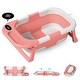 preview thumbnail 1 of 7, Portable Collapsible Baby Infant Bathtub with Thermometer and Removable Basket - 27.17”L x 8.46”W x 16.34”H Pink