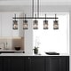 preview thumbnail 14 of 15, Aulia Modern 5-Light Crystal Chandelier Linear Black Kitchen Island Lights - L 45.6" x D 4.5" x H 15.5"