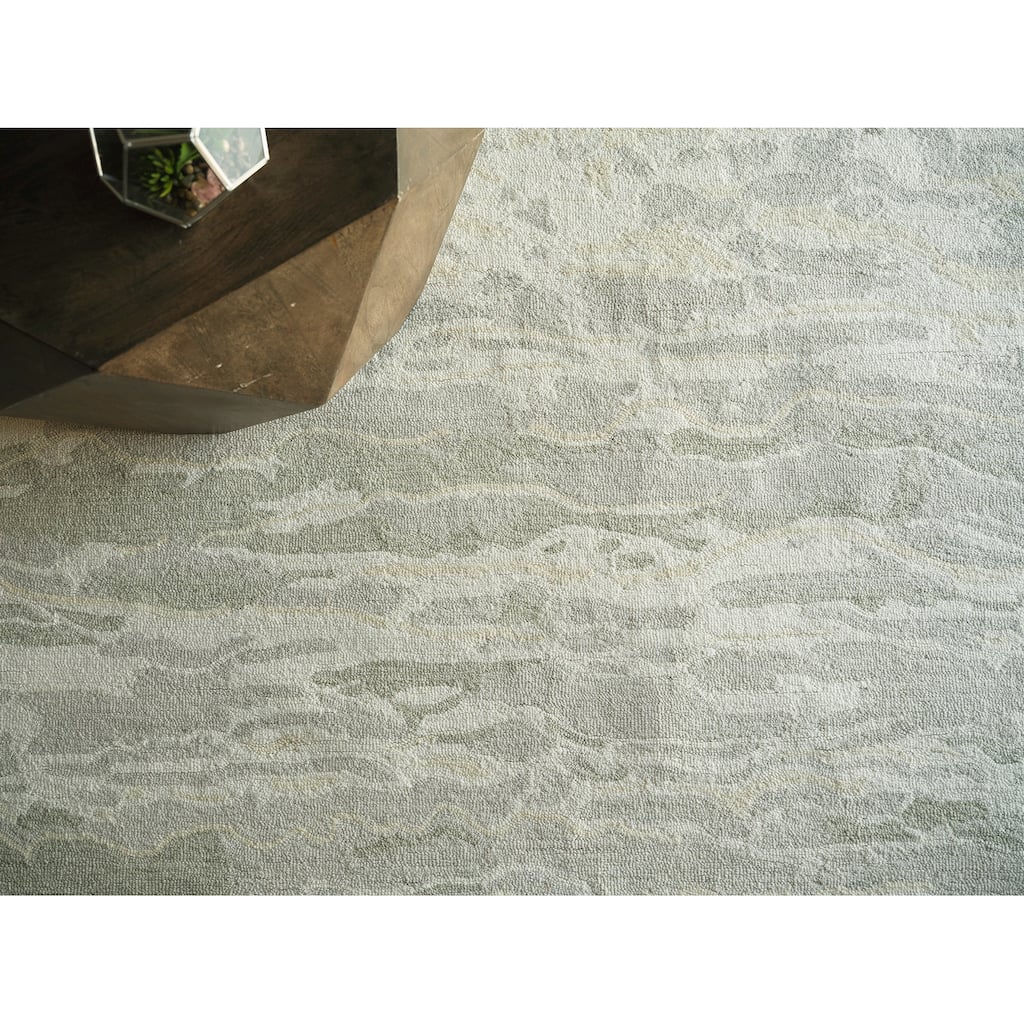 Cortero Handmade Hand Tufted New Zealand Wool Green/Ivory Area Rug.
