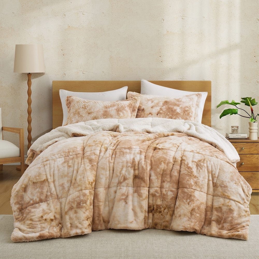 Dual-Side Fluffy Soft Comforter Set, Winter Plush Fuzzy Bedding Set