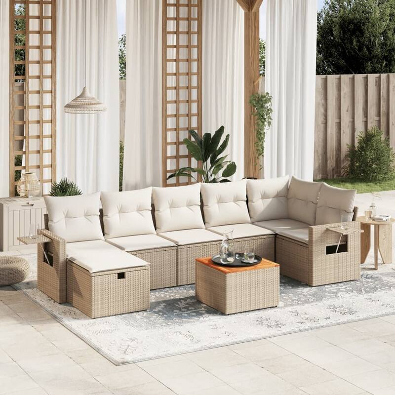 8 Piece Modular Garden Sofa Set - Beige and cream - form1 - 24.4 x 24.4 x 27.2 in
