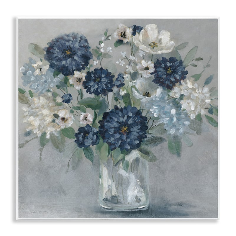 Stupell Blue Mums Mixed Bouquet Wall Plaque Art Design By Carol Robinson - 12 x 12