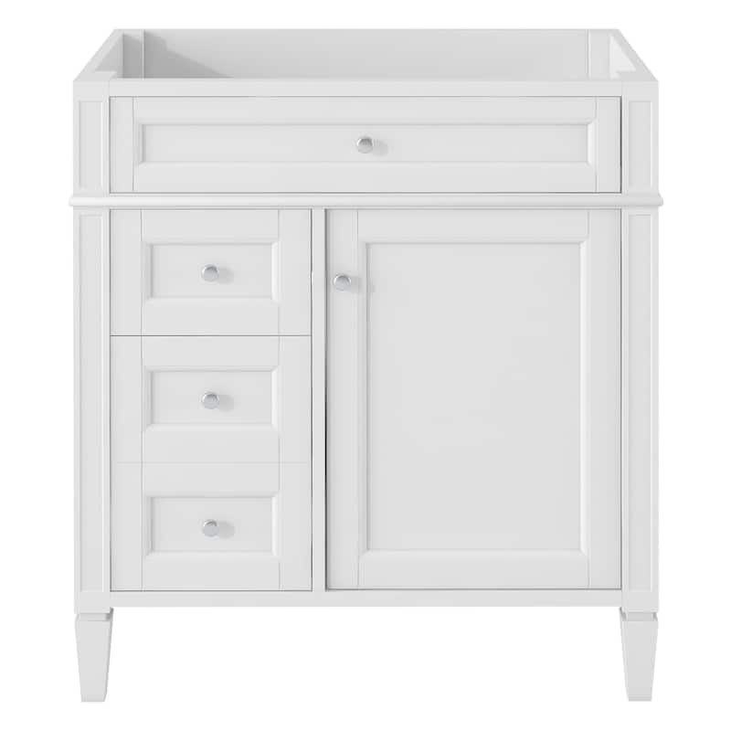 29" Bathroom Vanity with 2 Drawers and Tip-out Drawer (No Sink) - White