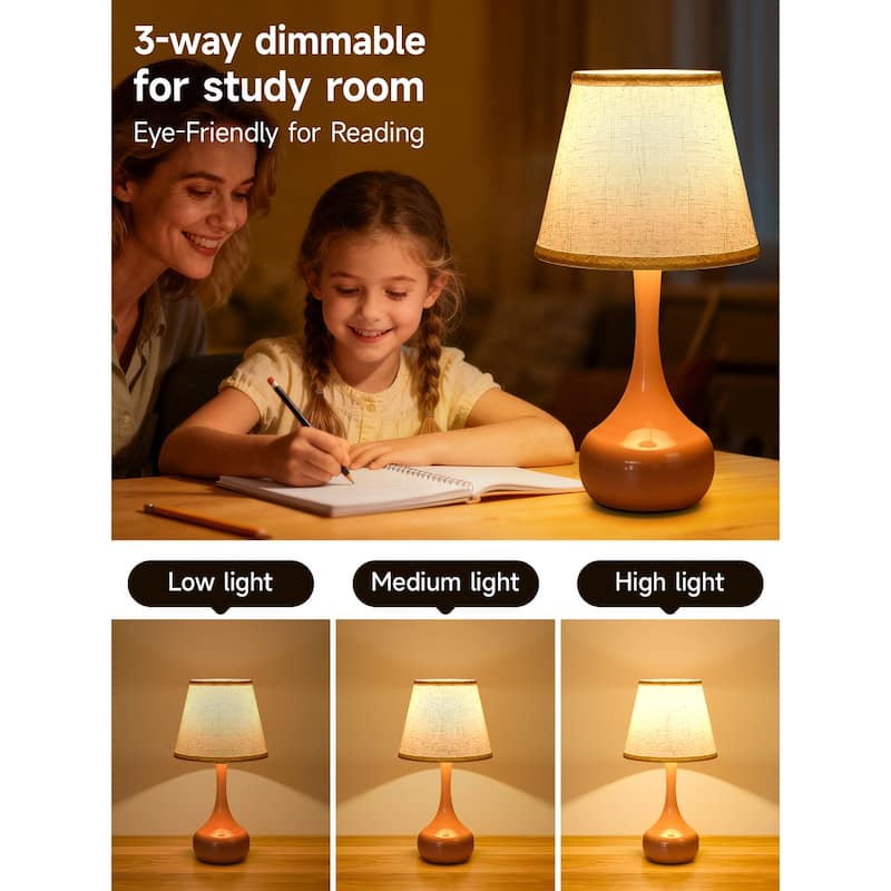 2-piece set of three level dimming small table lamp pink bedside lamp for children's rooms/living rooms (including LED bulbs)