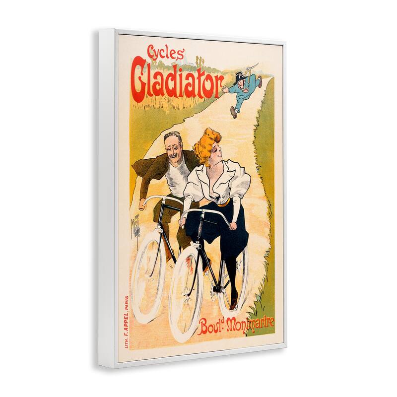 Stupell Vintage Cyclists Poster Framed Giclee Art Design By Marcus Jules