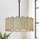 preview thumbnail 2 of 30, Tifany Modern Gold 4-Light Drum Chandelier Colored Glass Lights for Kitchen Island Bedroom Matte black