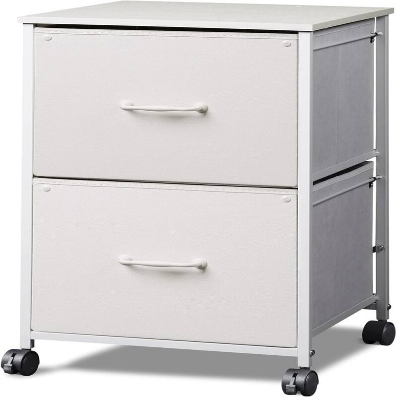 2 Drawer Mobile File Cabinet - 15.7"D x 15.4"W x 26.8"H - White