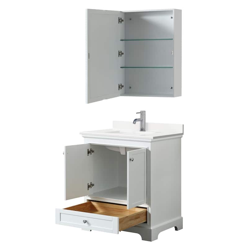 Deborah 30-inch Single Vanity, Quartz Top, Medicine Cabinet