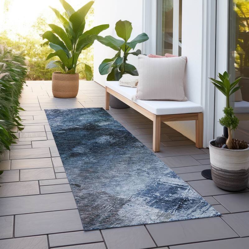 Machine Washable Indoor/ Outdoor Chantille Abstract Watercolor Rug