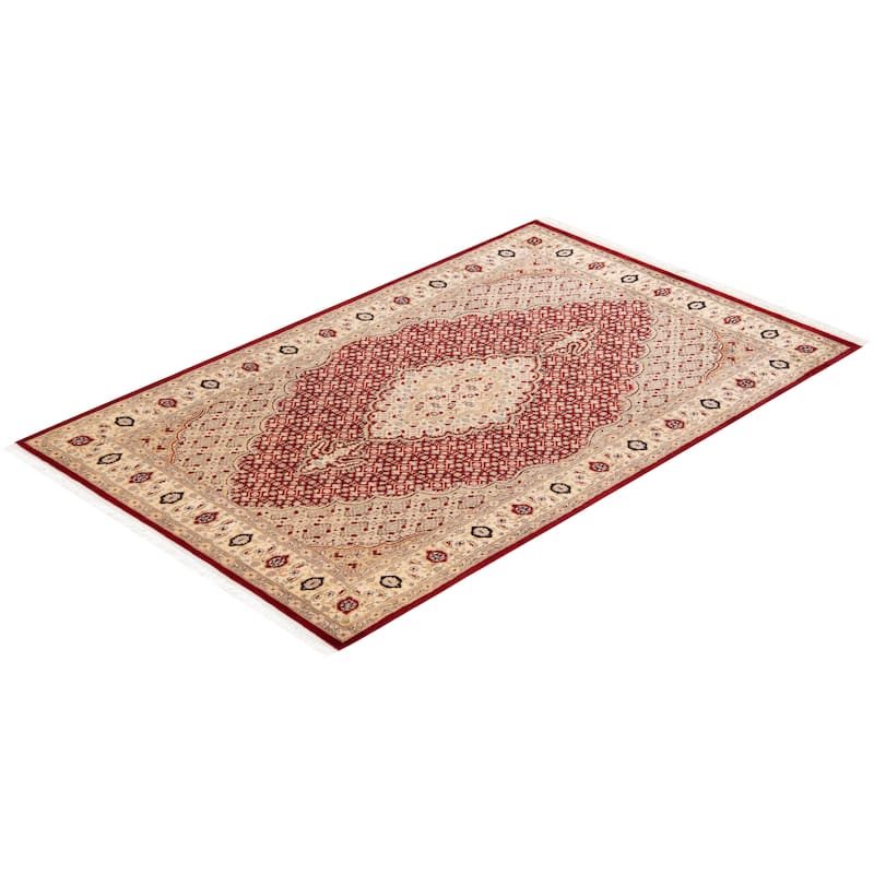 Overton Hand Knotted Wool Vintage Inspired Traditional Mogul Red Area Rug - 5 x 8