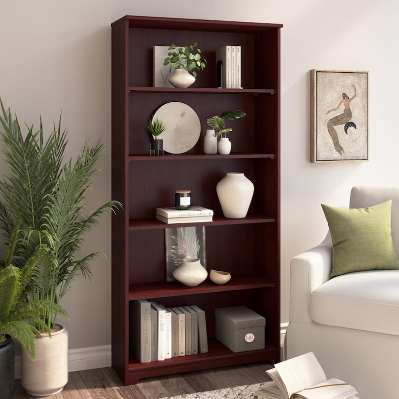 Bush Furniture Cabot Tall 5 Shelf Bookcase with Adjustable Shelves