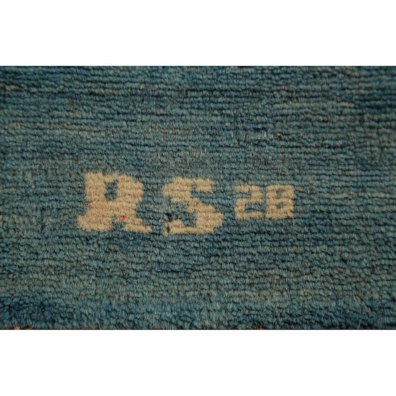 Blue Striped Gabbeh Modern Rug Handmade Wool Carpet - 2'8" x 4'1"