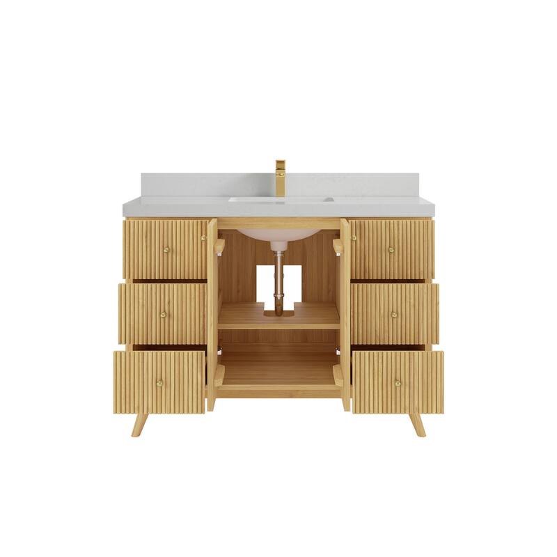 Willow Collections 48 in. W x 22 in. D Pasadena Solid Teak Single Sink Bathroom Vanity with Countertop