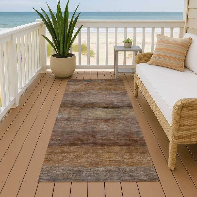 Machine Washable Indoor/ Outdoor Contemporary Ombre Chantille Rug - Paprika - 2'3" x 7'6"