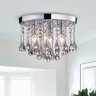 Scelene Chrome Iron and Crystals 4-light Flush Mount Light