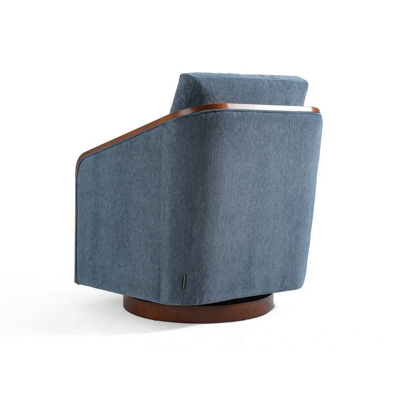 Chenille Modern 360°Swivel Barrel Chair Round Base