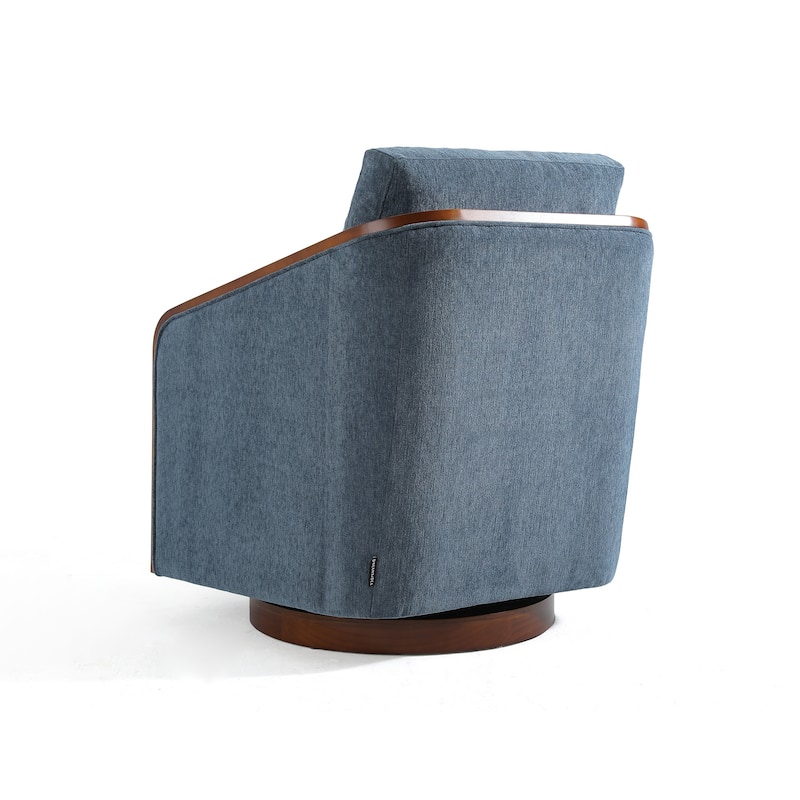 Chenille Modern 360°Swivel Barrel Chair Wood Base (Set of 2)