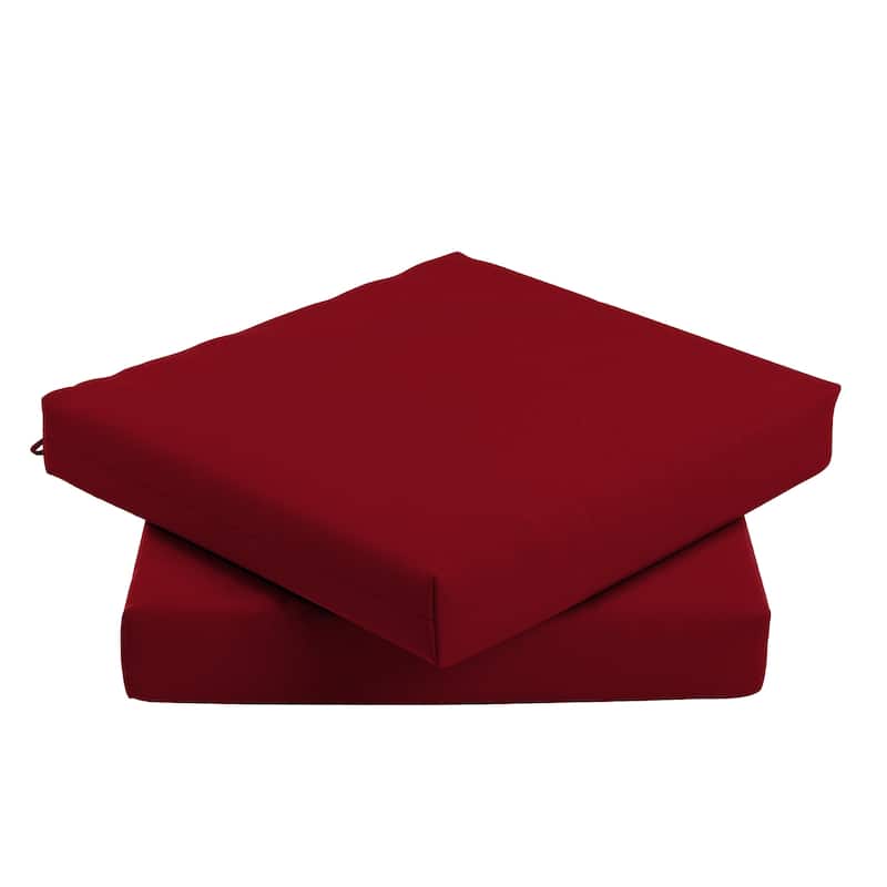 California Umbrella Outdoor Chair Pad Set of 2, 18" x 18", 2.5" Thick, Solstice Olefin Fabric - Red