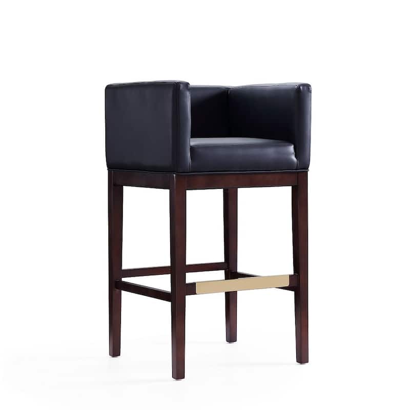 Manhattan Comfort Kingsley 38 in. Dark Walnut Beech Wood Barstool (Set of 2)