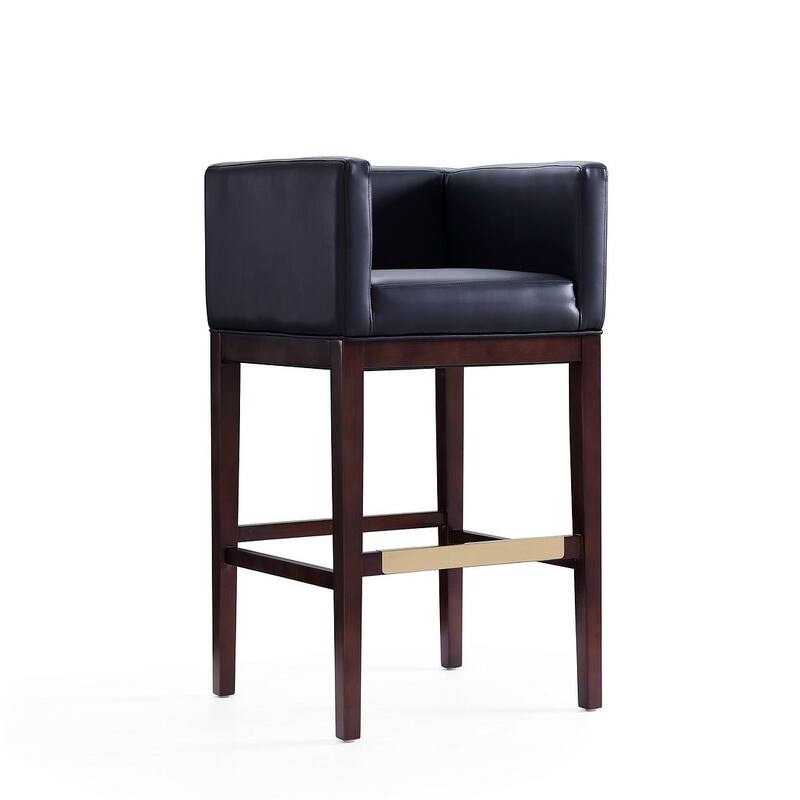 Manhattan Comfort Kingsley 38 in. Dark Walnut Beech Wood Barstool (Set of 3)